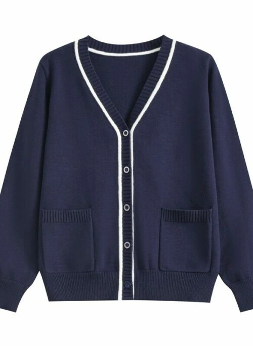 Navy Blue Lined V-Neck Cardigan | Jin – BTS