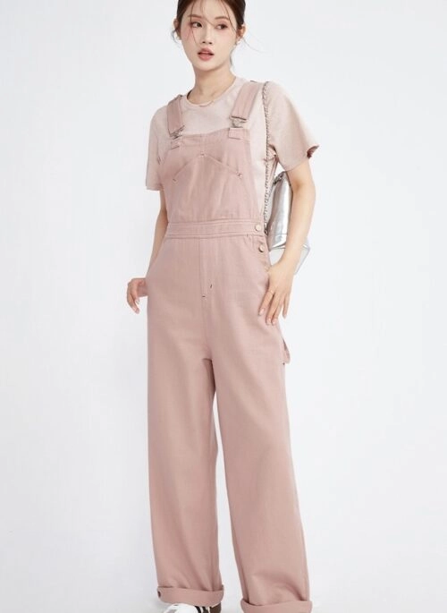 Soft Pink Denim Overalls | Sakura – Le Sserafim