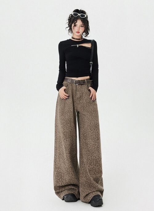 Brown Leopard Pattern Wide Leg Pants | Hyunjin – Stray Kids