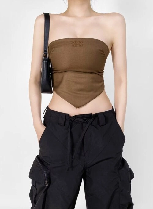 Brown Triangle Tube Top | Yunjin – Le Sserafim