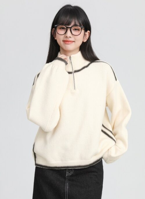 Cozy Turtleneck Sweater With Half Zipper