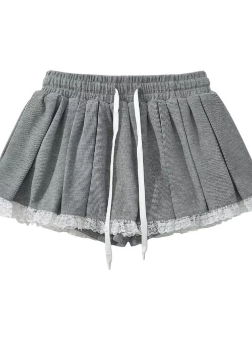 Grey Pleated Lace-Trim Skort | Nayeon – Twice