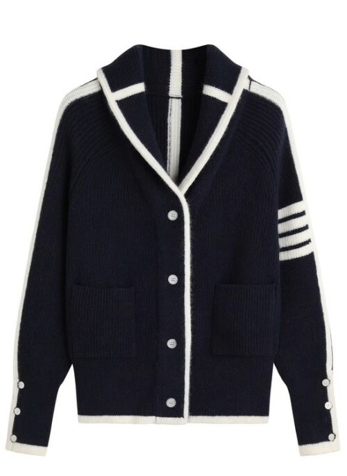 Navy Blue Button-Up Knit Cardigan | Jin – BTS