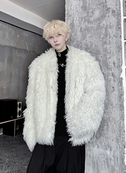 White Furry Winter Coat | Joy – Red Velvet