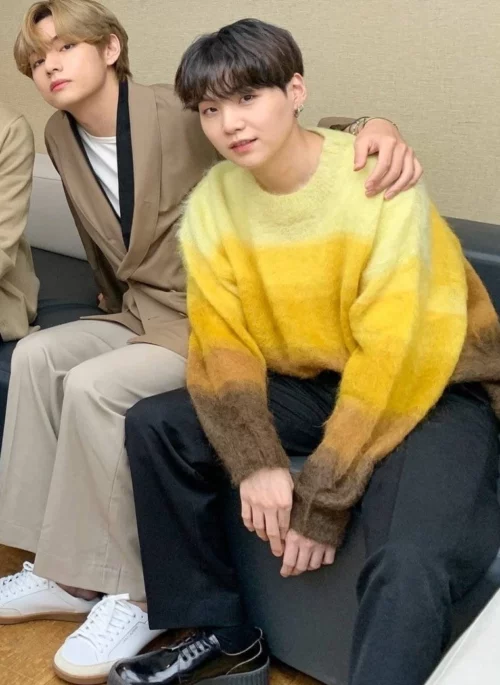 Yellow Gradient Mohair Sweater | Suga – BTS