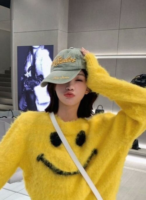 Yellow Smiley Mink Sweater | Tzuyu – Twice