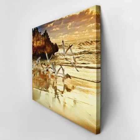 Πινακας σε καμβά ROCKS SUNSET - Πουλια Sticky 3