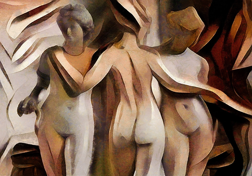 Πινακας σε καμβά ANCIENT SCULPTURES MODERN DESIGN CUBISM 2