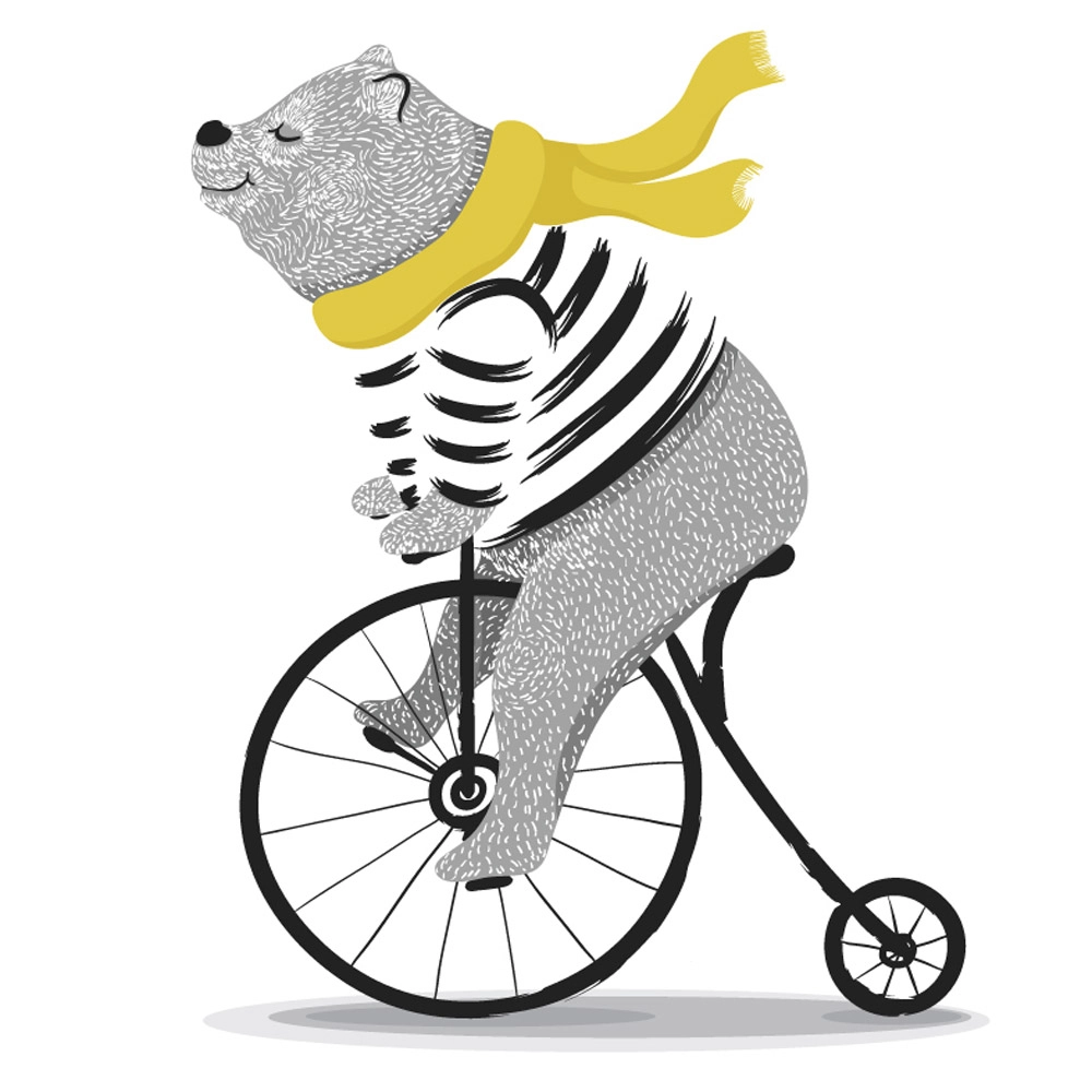 Πίνακας σε καμβά ANIMAL ILLUSTRATION BEAR CYCLE