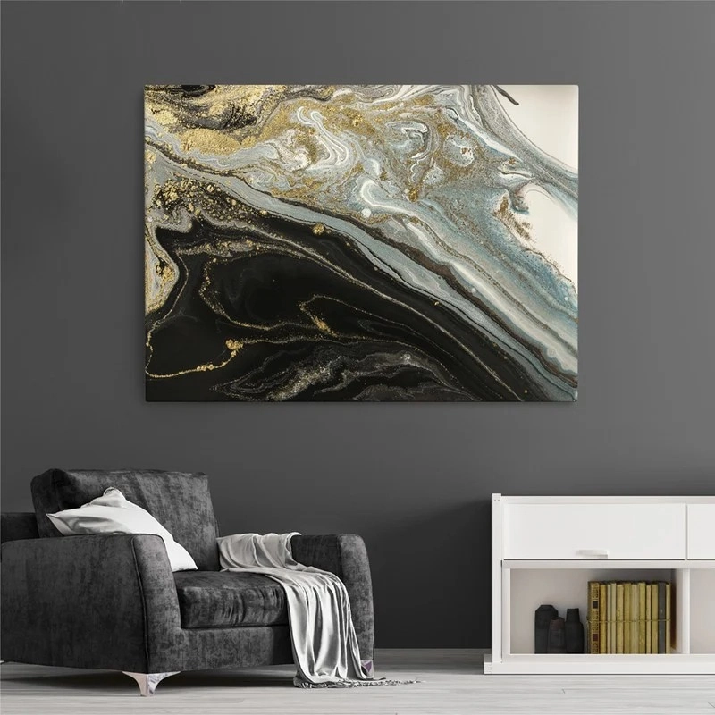 Πινακας σε καμβά BLACK AND GOLD ABSTRACT