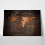 Πινακας σε καμβά BRONZE WORLD MAP