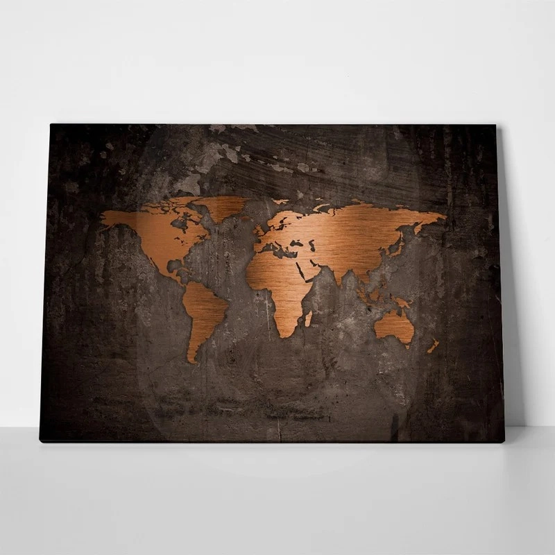 Πινακας σε καμβά BRONZE WORLD MAP