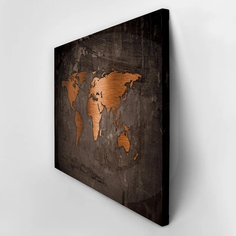 Πινακας σε καμβά BRONZE WORLD MAP