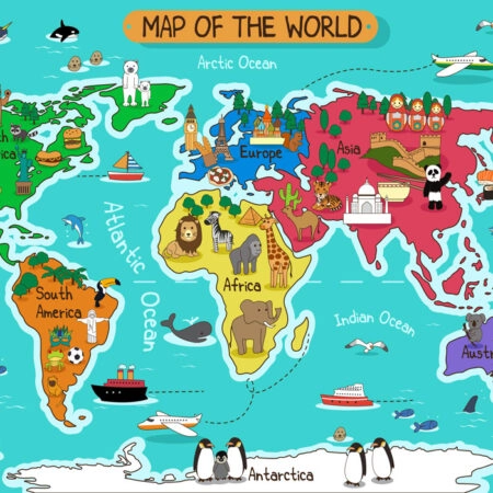 Πινακας σε καμβά COLOR ILLUSTRATION WORLD MAP - Παιδικοι και set Sticky 5