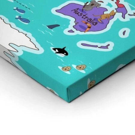 Πινακας σε καμβά COLOR ILLUSTRATION WORLD MAP - Παιδικοι και set Sticky 2