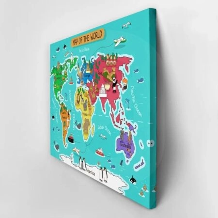 Πινακας σε καμβά COLOR ILLUSTRATION WORLD MAP - Παιδικοι και set Sticky 3