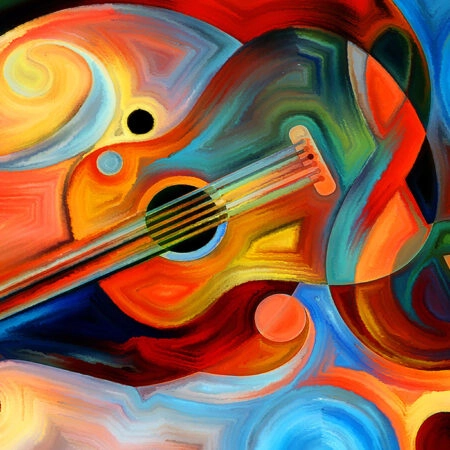 Πινακας σε καμβά COLOURFUL ABSTRACT GUITARS - Κιθαρα Sticky 4