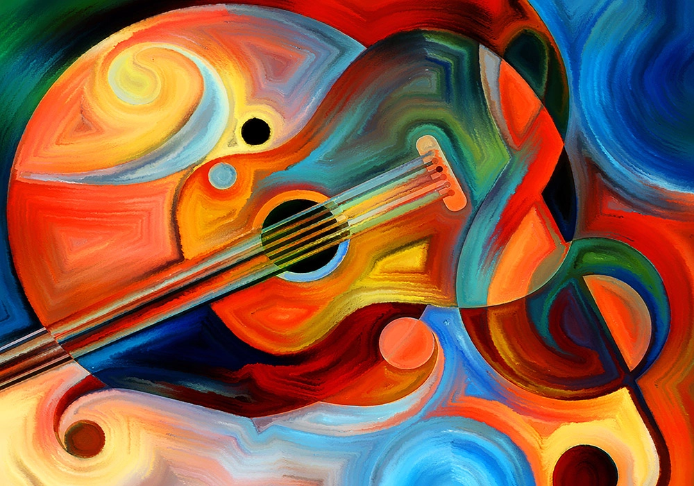 Πινακας σε καμβά COLOURFUL ABSTRACT GUITARS