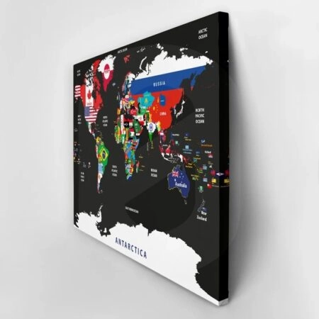 Πινακας σε καμβά COUNTRY FLAGS WORLD MAP - Χαρτες Sticky 3