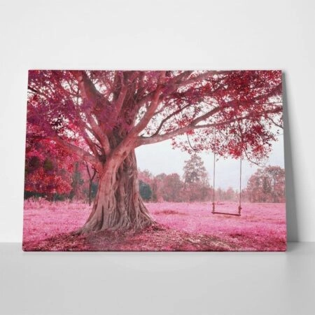 Πινακας σε καμβά FANTASTIC SWING ON TREE PINK - Υπαιθρος Sticky 1