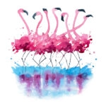 Πίνακας σε καμβά FLAMINGOS WATERCOLOR PAINTING