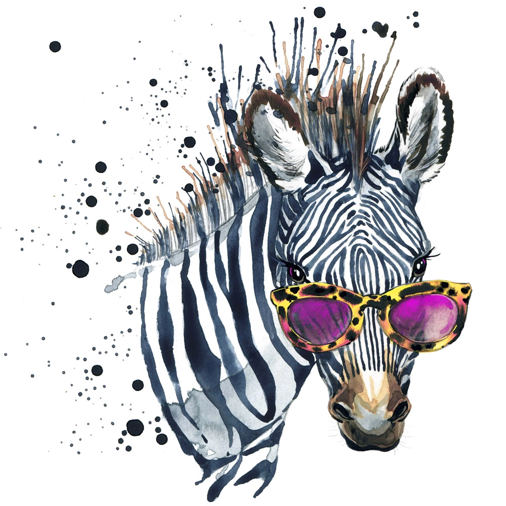 Πίνακας σε καμβά FUNNY ZEBRA SPLASH