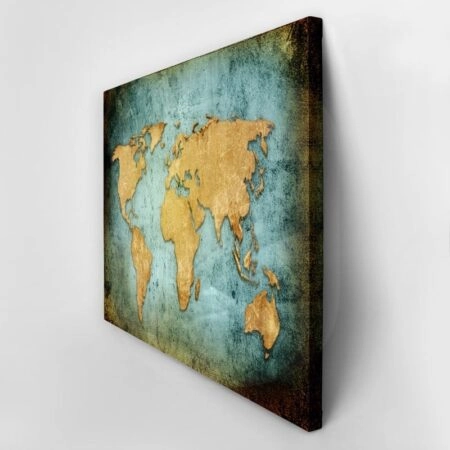 Πινακας σε καμβά GRUNGE ILLUSTRATED WORLD MAP - Χαρτες Sticky 3
