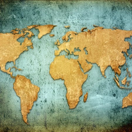 Πινακας σε καμβά GRUNGE ILLUSTRATED WORLD MAP - Χαρτες Sticky 5