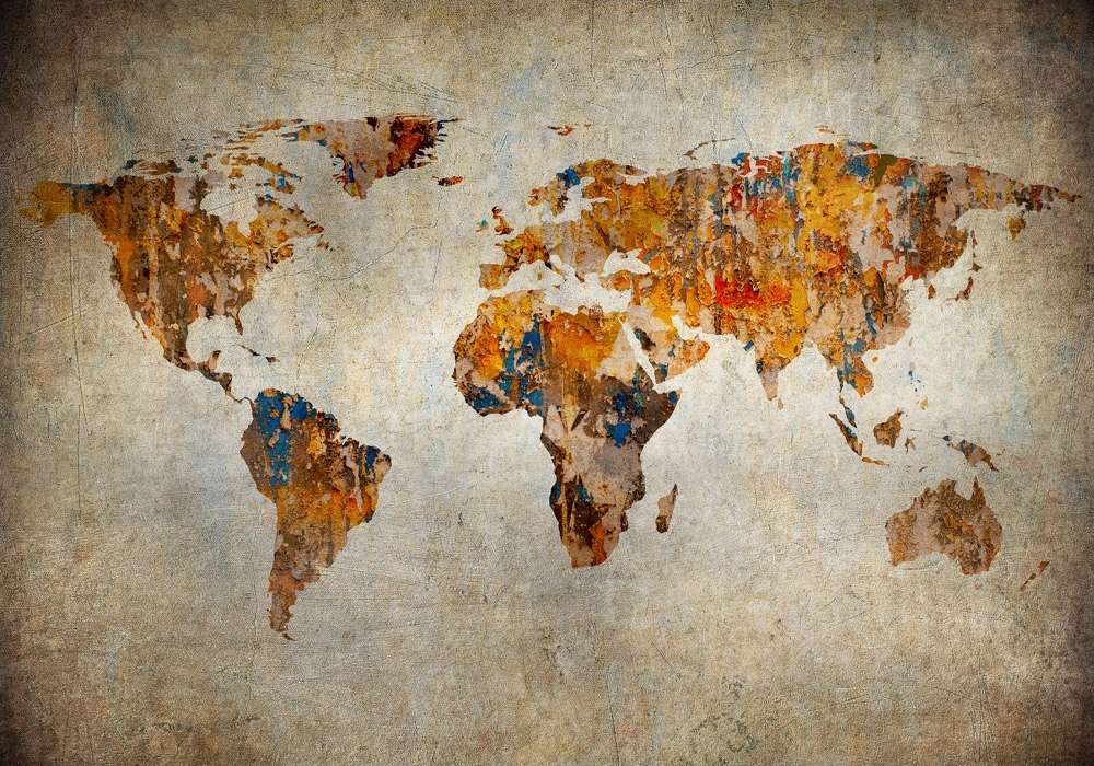 Πινακας σε καμβά GRUNGE MAP OF THE WORLD