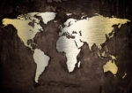 Πινακας σε καμβά GRUNGE METALLIC WORLD MAP