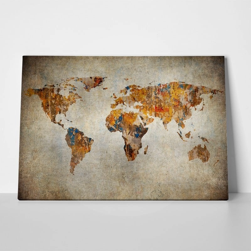 Πινακας σε καμβά GRUNGE MAP OF THE WORLD
