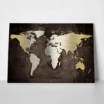 Πινακας σε καμβά GRUNGE METALLIC WORLD MAP
