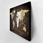 Πινακας σε καμβά GRUNGE METALLIC WORLD MAP