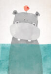 Πινακας σε καμβά HIPPO IN WATER