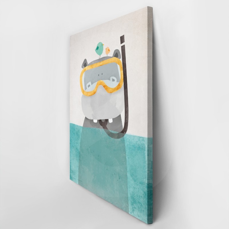Πινακας σε καμβά HIPPO IN WATER 2