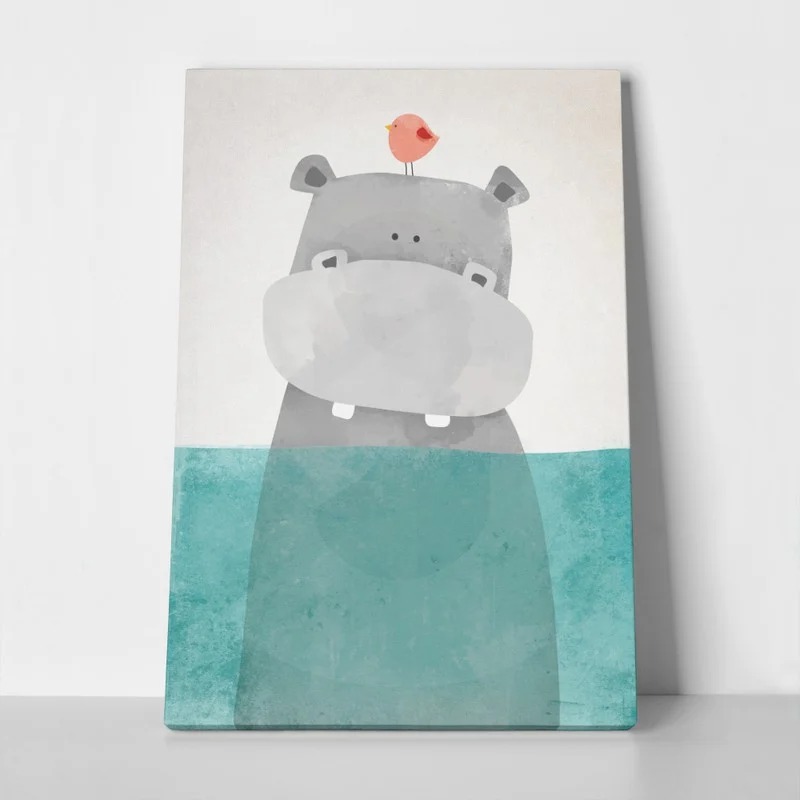 Πινακας σε καμβά HIPPO IN WATER