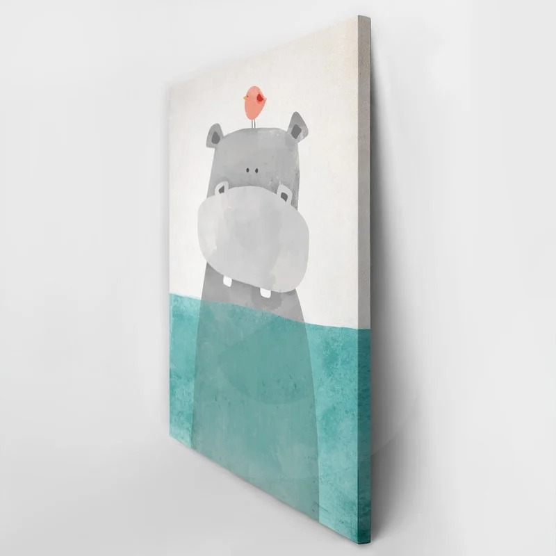 Πινακας σε καμβά HIPPO IN WATER