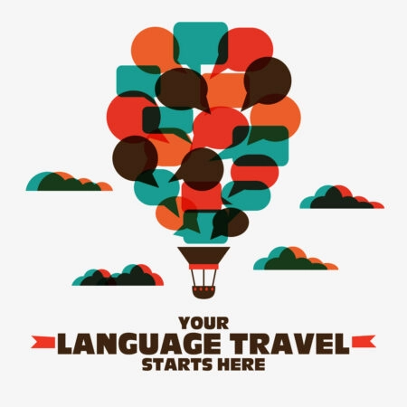 Πίνακας σε καμβά LANGUAGE TRAVEL - Typography και Χαρτες Sticky 4