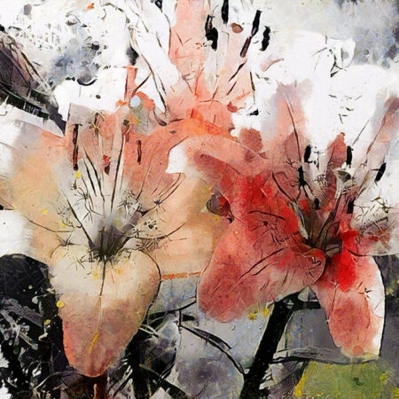 Πινακας σε καμβά LILIES MODERN ABSTRACT ART STYLE CUBISM - Κρινα Sticky 5