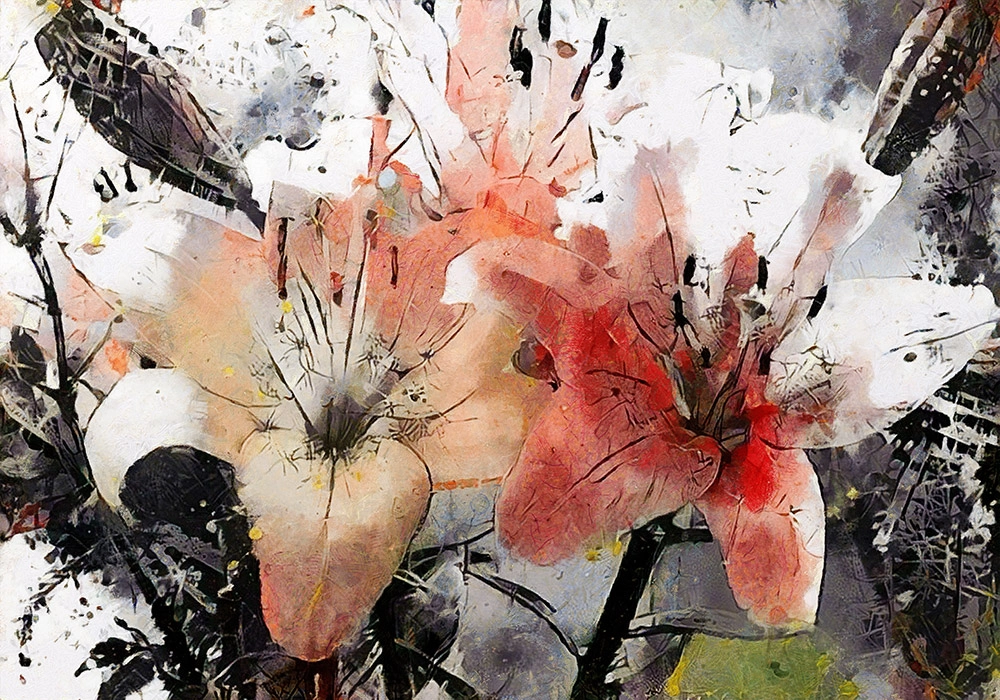 Πινακας σε καμβά LILIES MODERN ABSTRACT ART STYLE CUBISM