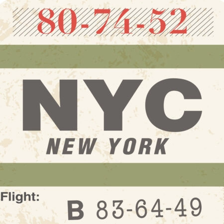 Πίνακας σε καμβά LUGGAGE TAG NEW YORK - Typography και Χαρτες Sticky 4