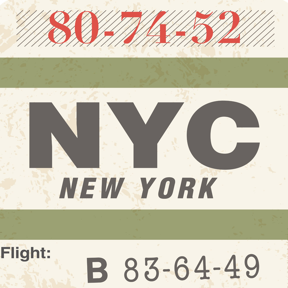 Πίνακας σε καμβά LUGGAGE TAG NEW YORK