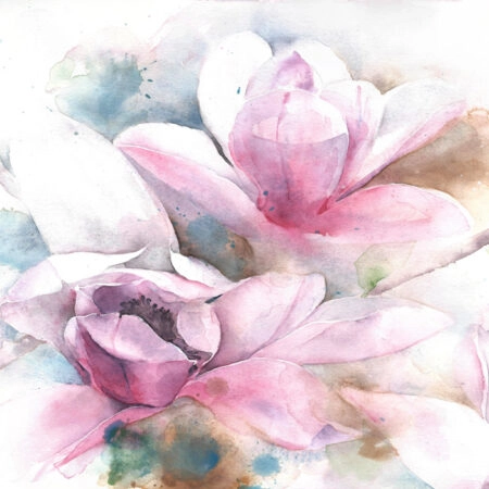 Πινακας σε καμβά MAGNOLIA FLOWER TREE WATERCOLOR PAINTING - Μανολιες Sticky 5