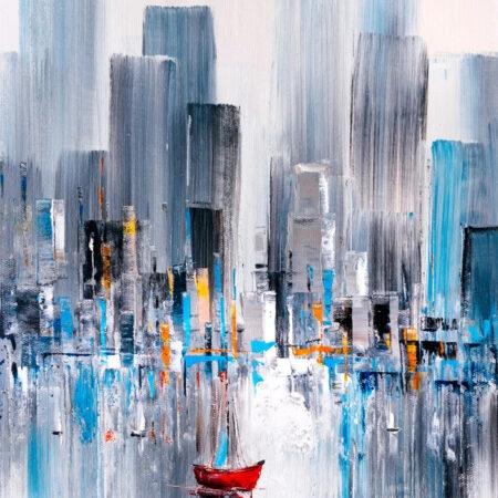 Πινακας σε καμβά MANHATTAN BAY OIL PAINTING - Αφηρημενα και Abstract Sticky 5