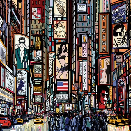 Πινακας σε καμβά NEW YORK STREET ILLUSTRATION - Νεα Υορκη Sticky 5