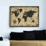 Πινακας σε καμβά OLD BLACK INK MAP