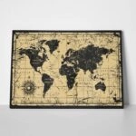 Πινακας σε καμβά OLD BLACK INK MAP