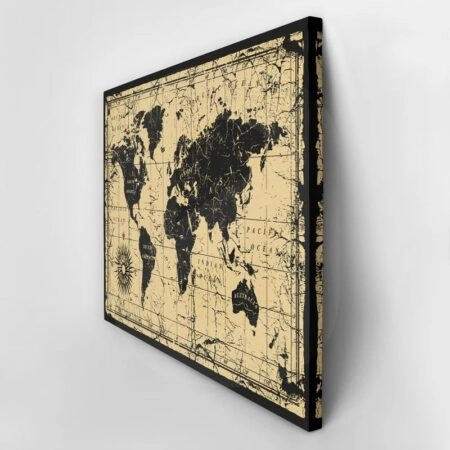 Πινακας σε καμβά OLD BLACK INK MAP - Χαρτες Sticky 3