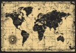 Πινακας σε καμβά OLD BLACK INK MAP
