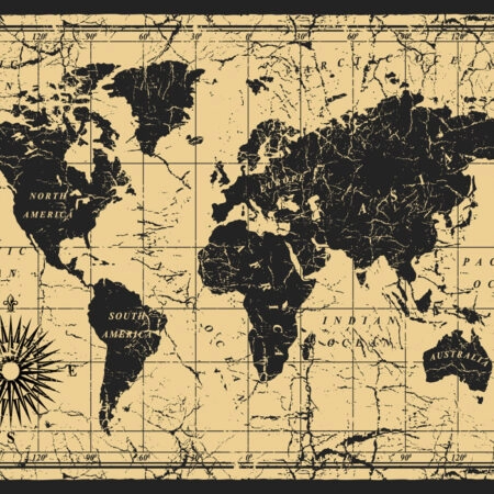 Πινακας σε καμβά OLD BLACK INK MAP - Χαρτες Sticky 5